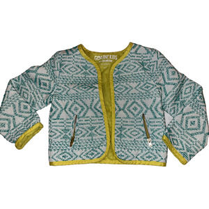 Genuine Kids OshKosh Girls Jacket Sz 3T Green White Yellow Toddler Oriental